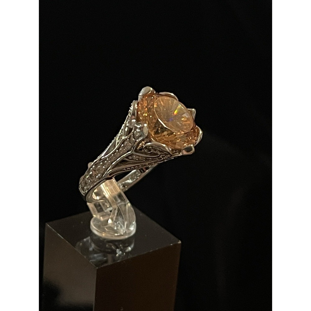 JTV PAJ 9.25 Sterling Silver Citrine CZ Ring Size 5.25